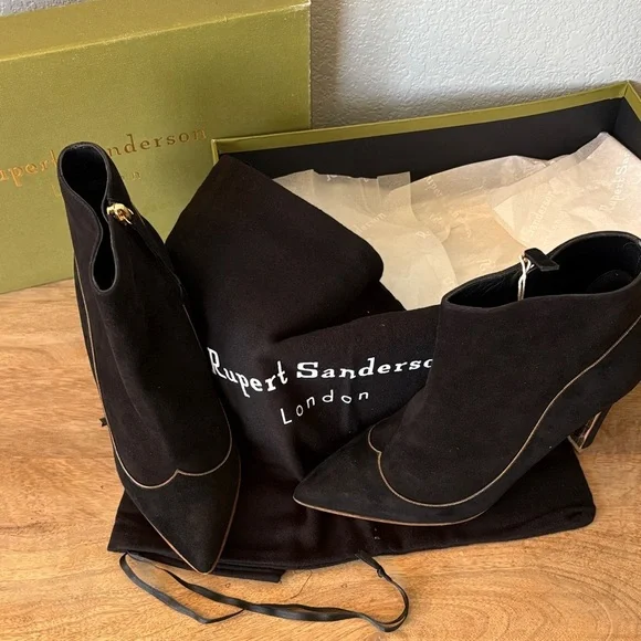 Rupert Sanderson Black & Gold Heeled Boots- all luxury leather materials! - Picture 2 of 11